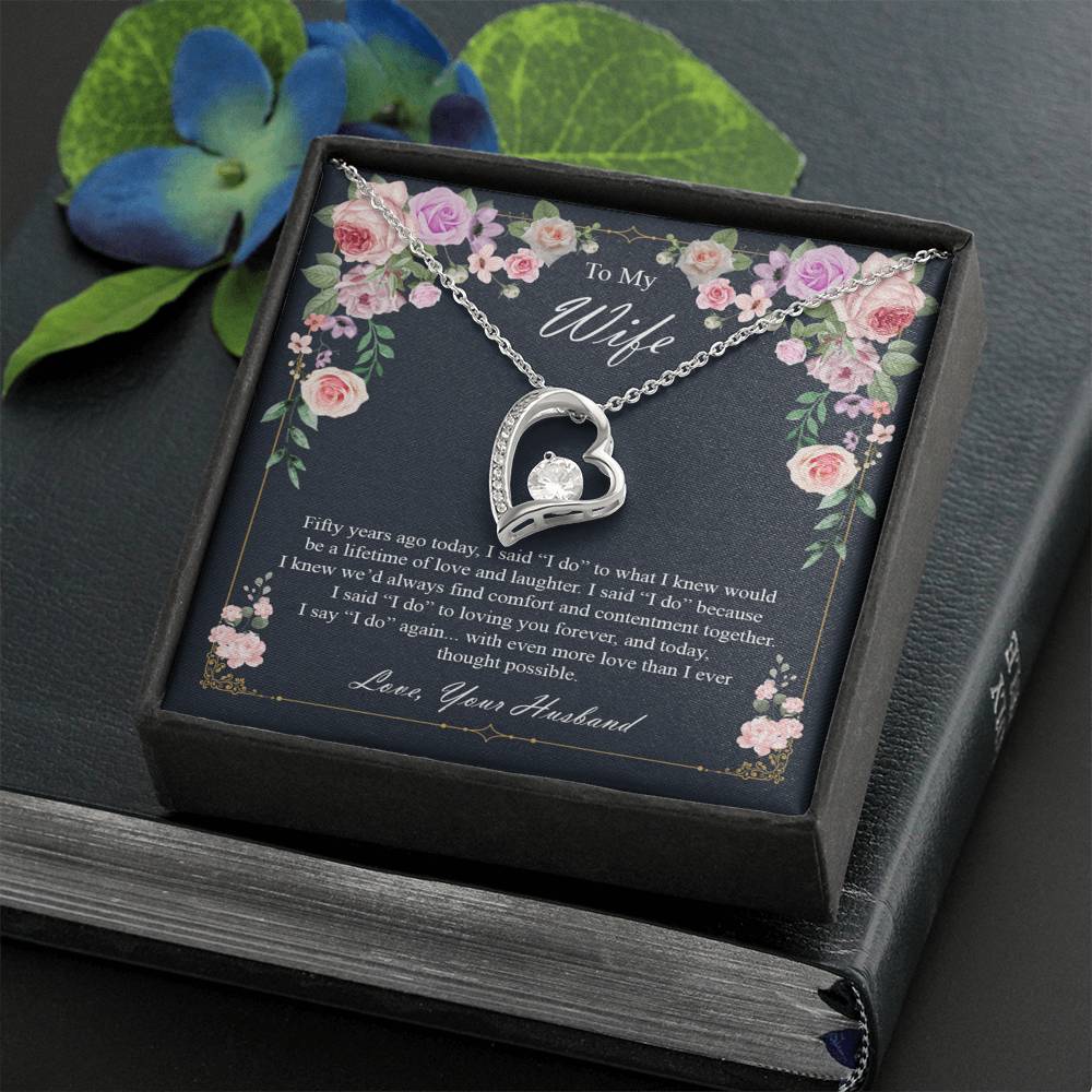 To My Wife 50Th Wedding Anniversary Necklace Anniversary Gift for Her