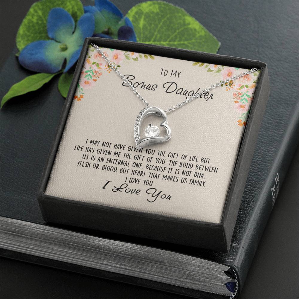To My Bonus Daughter Unique Gift Forever Love Heart Necklace for Step Daughter 441