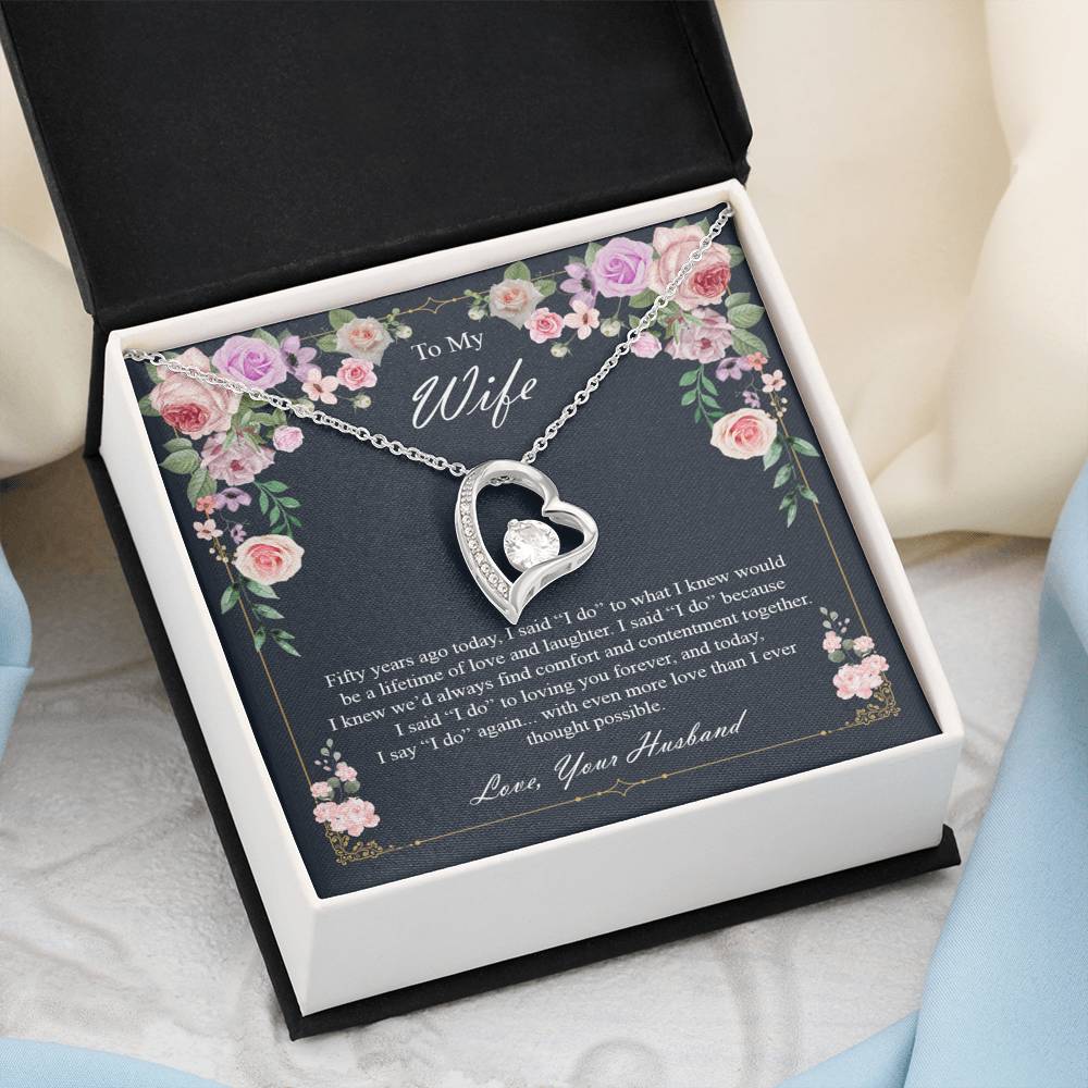 To My Wife 50Th Wedding Anniversary Necklace Anniversary Gift for Her
