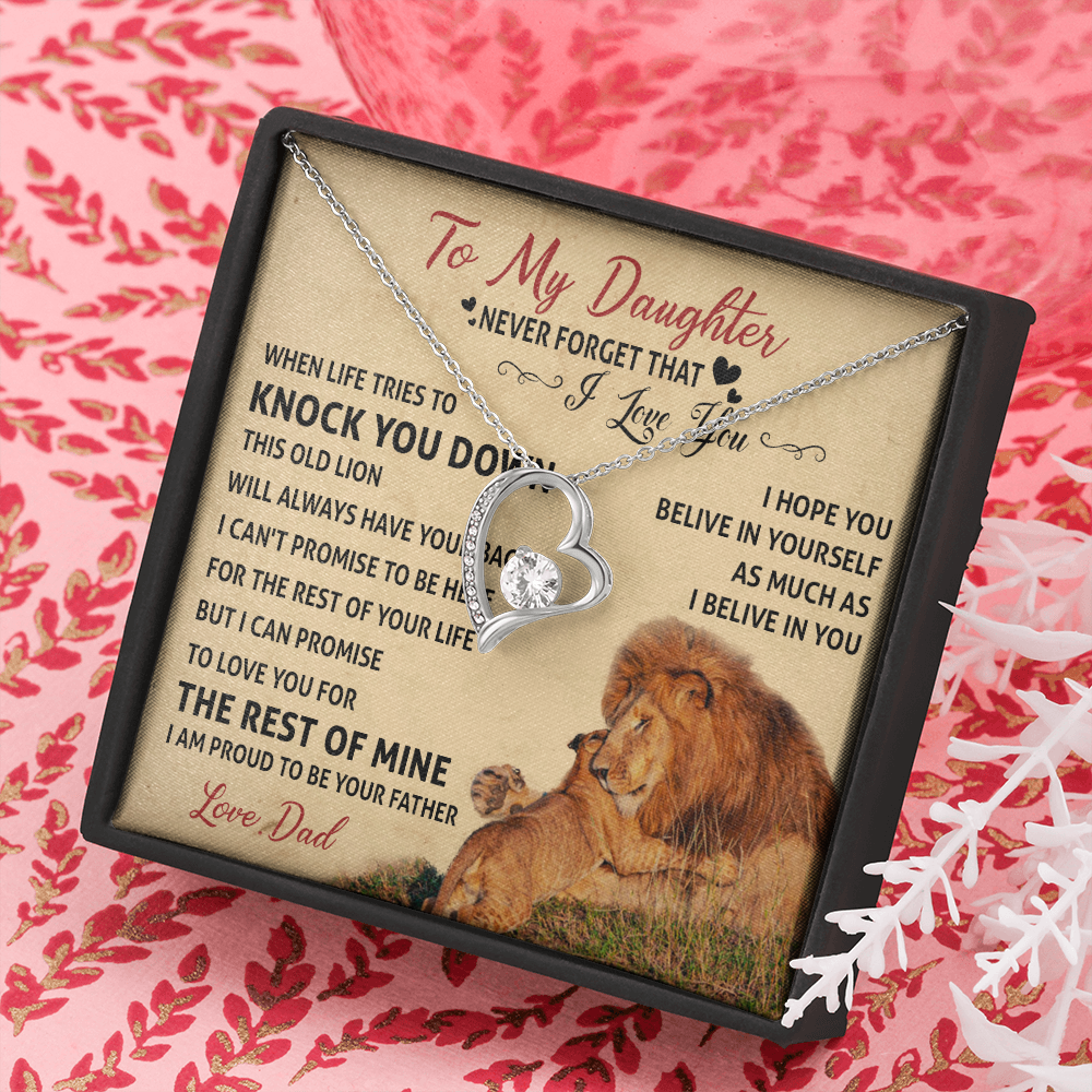 3C Necklace To My Daughter Cute Birthday Gift from Dad I LOVE YOU Lion Dad Fathers