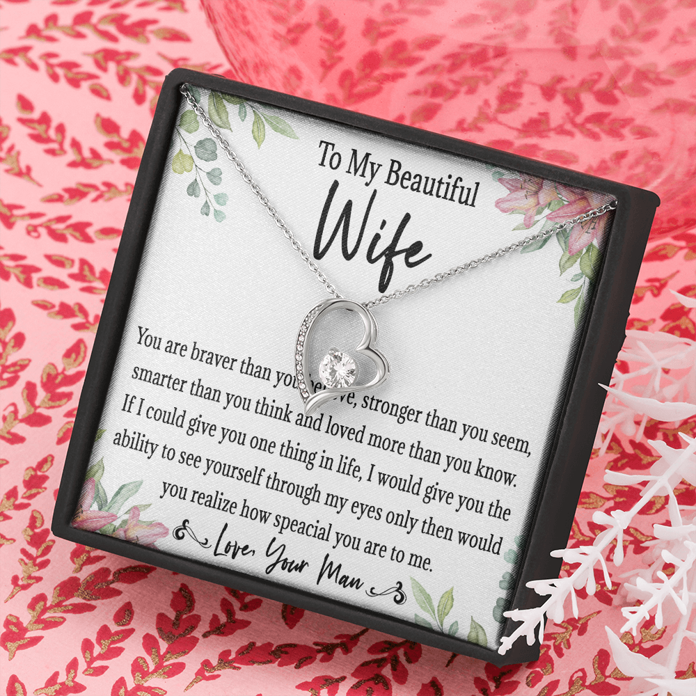 65C Love Gift To My Beautiful Wife, Women Necklace for Her, Birthday from Husband