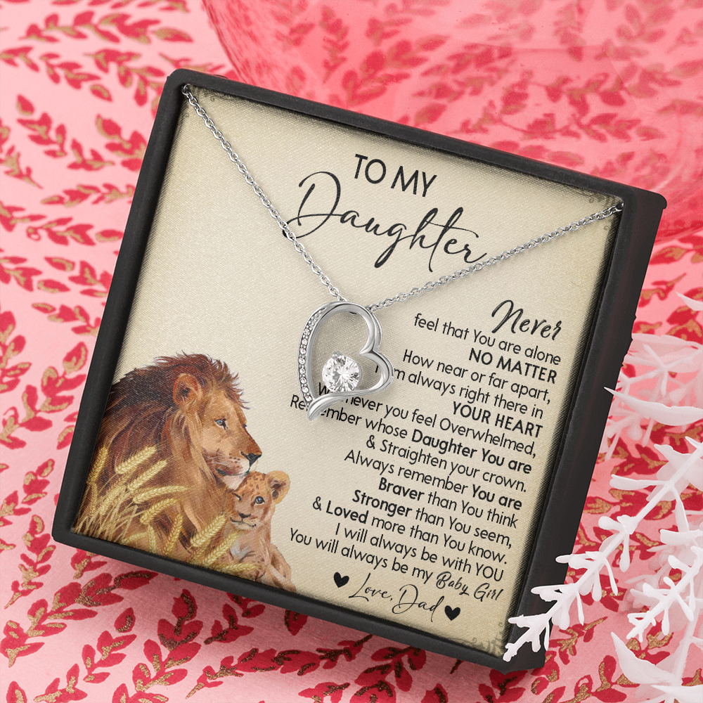 121C Necklace To My Daughter Gift From Lion Dad, You Are My Baby Girl, Birthday Gift