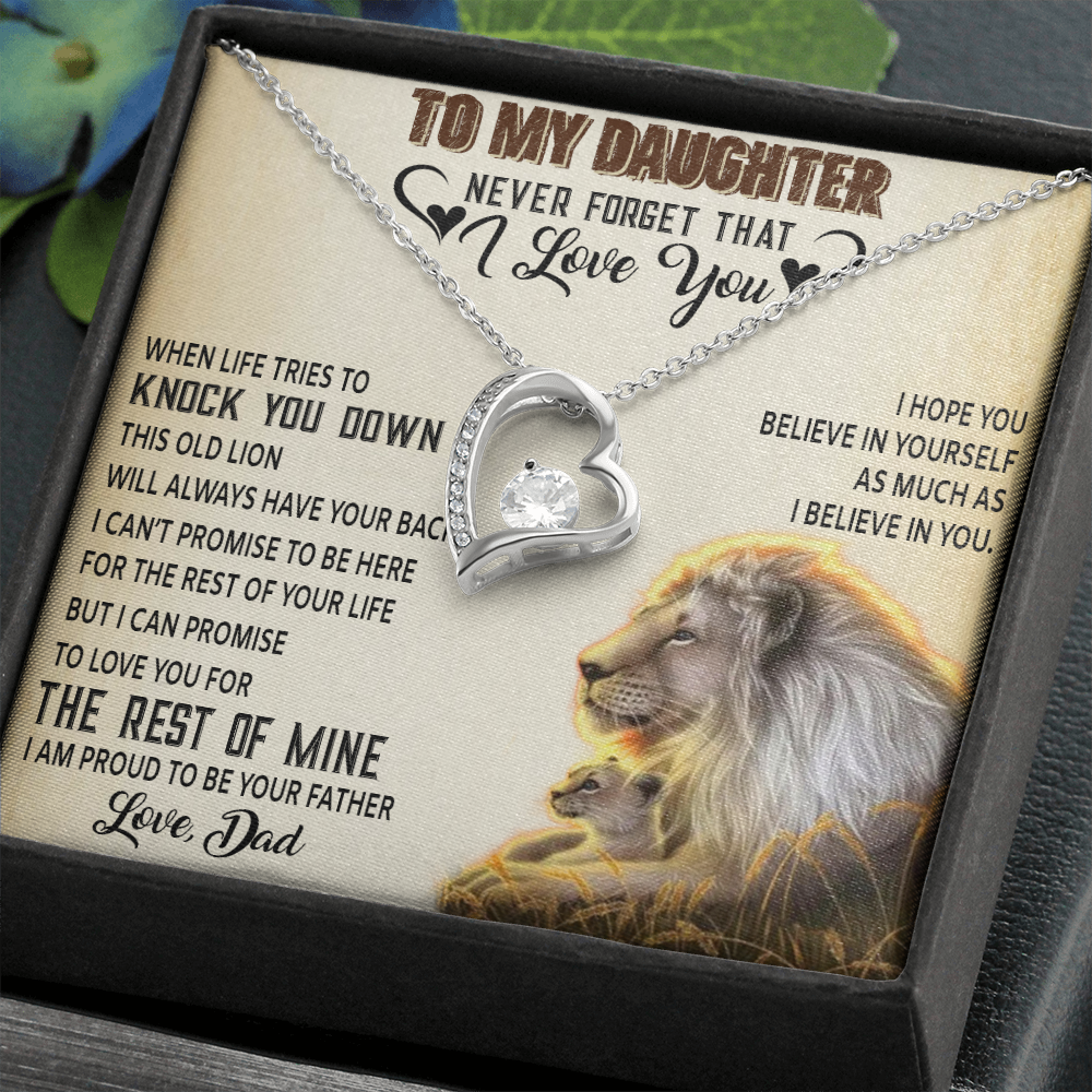 To My Daughter Necklace, Xmas Gift For Daughter From Dad, Daughter Father Lion 528