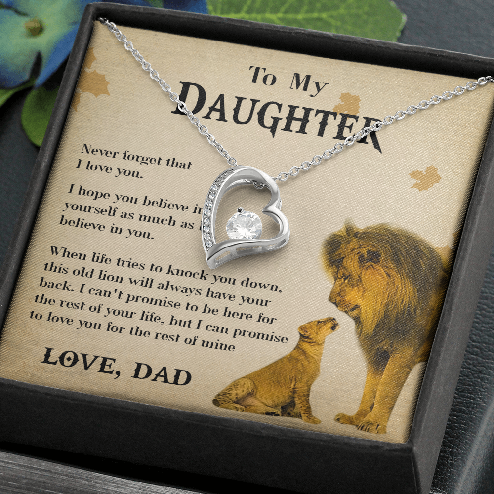 127C Necklace To My Daughter Lion, Daughter Birthday Gift, Lion Dad Necklace Gift