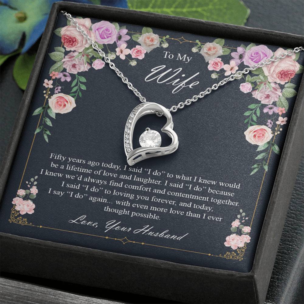 To My Wife 50Th Wedding Anniversary Necklace Anniversary Gift for Her