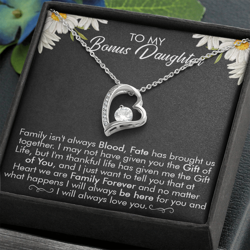16C Necklace To My Bonus Daughter, Necklace Gift for Daughter/Her, Gift From Dad Mom