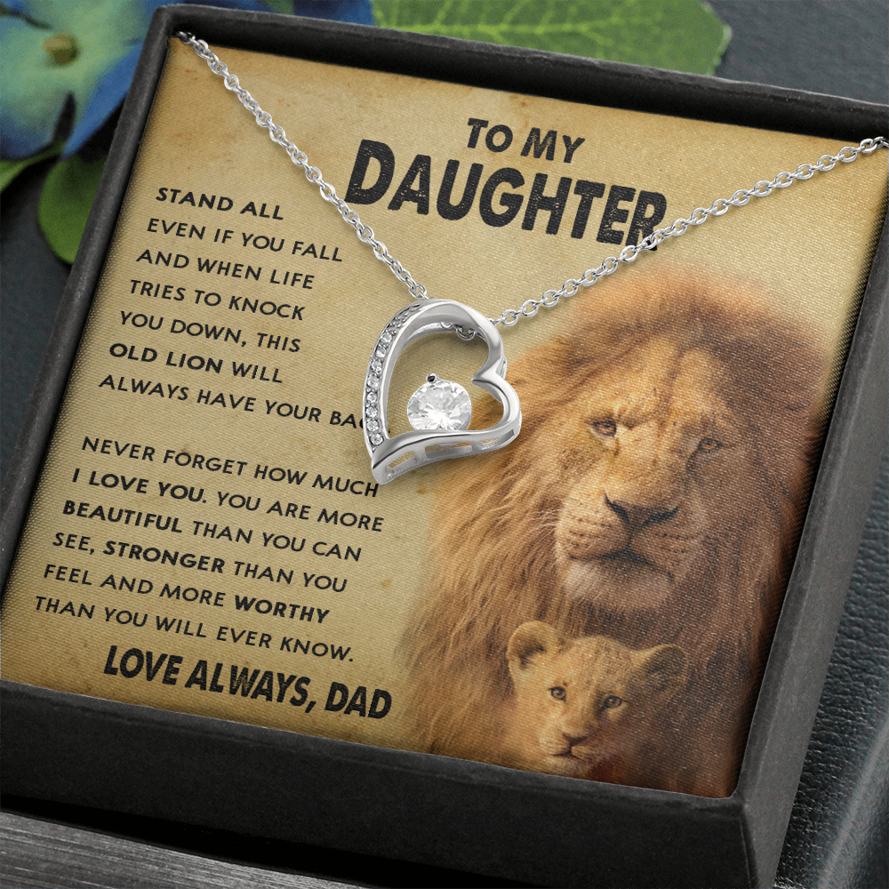 154C To My Daughter Lion, Necklace Gift From Lion Dad, Daughter Birthday Necklace