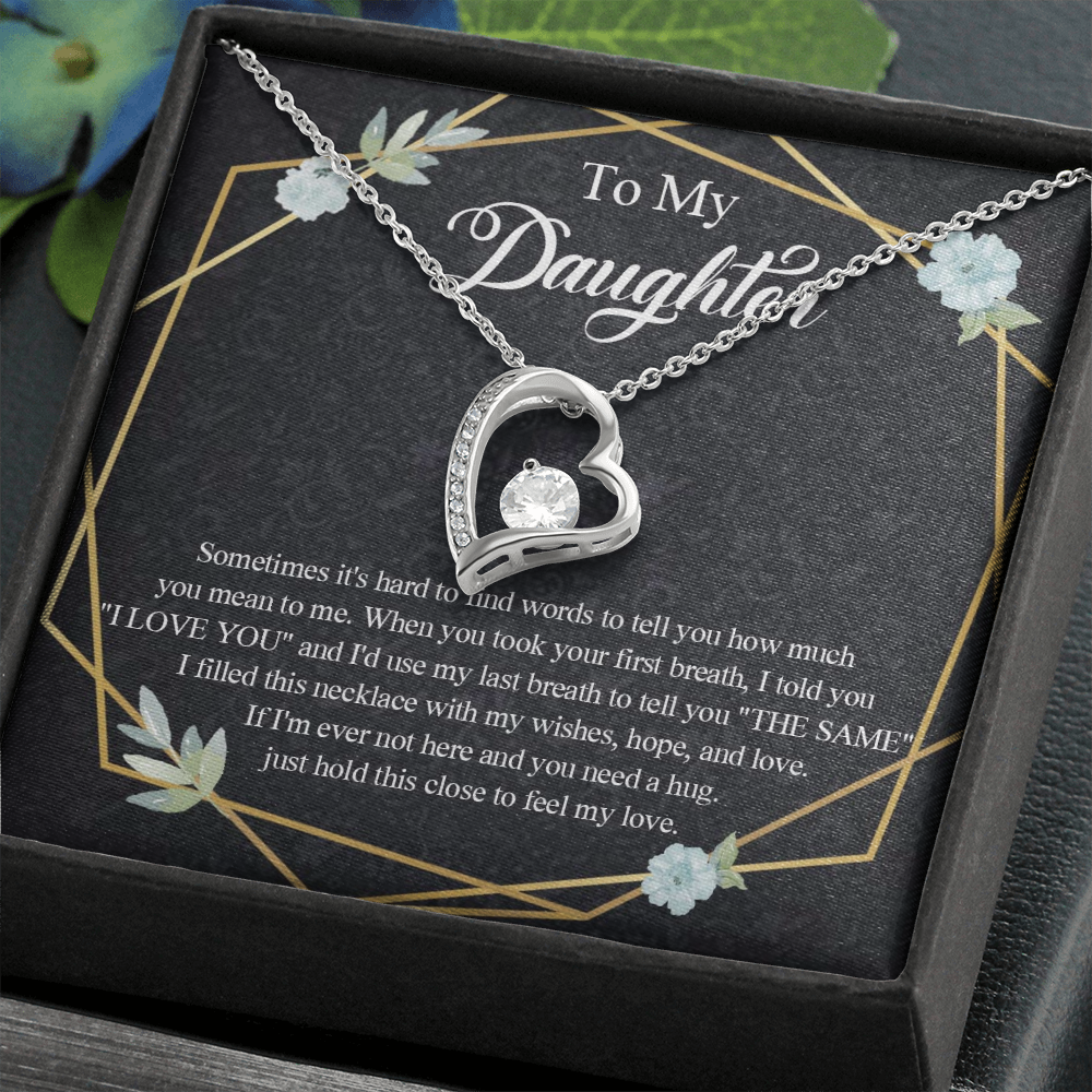 1C Heart Necklace To My Daughter Birthday Gift from Dad, Mom for Beautiful Daughter