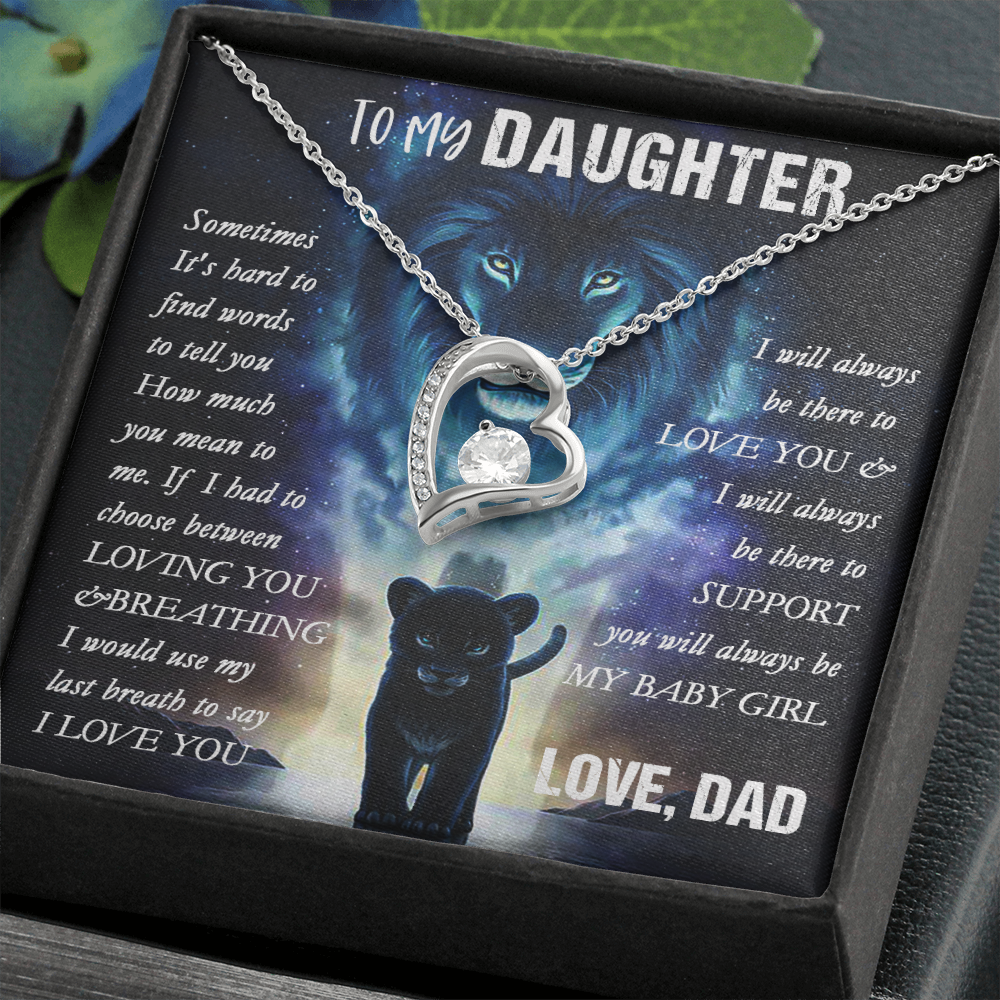 14C To my Lion Daughter Necklace, Lion Dad Gift for Daughter, My Baby Girl Necklace