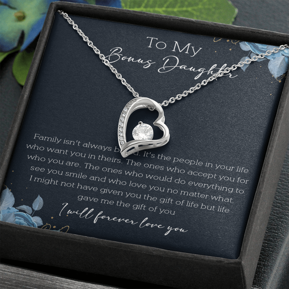 21C Cute Necklace To My Bonus Daughter, Necklace Gift for Her, Daughter From Mom Dad