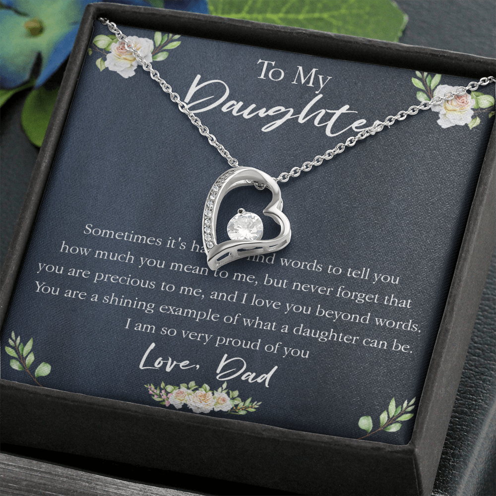18C Necklace To My Daughter, Floral Necklace Gift for Daughter/Her, Gift From Dad