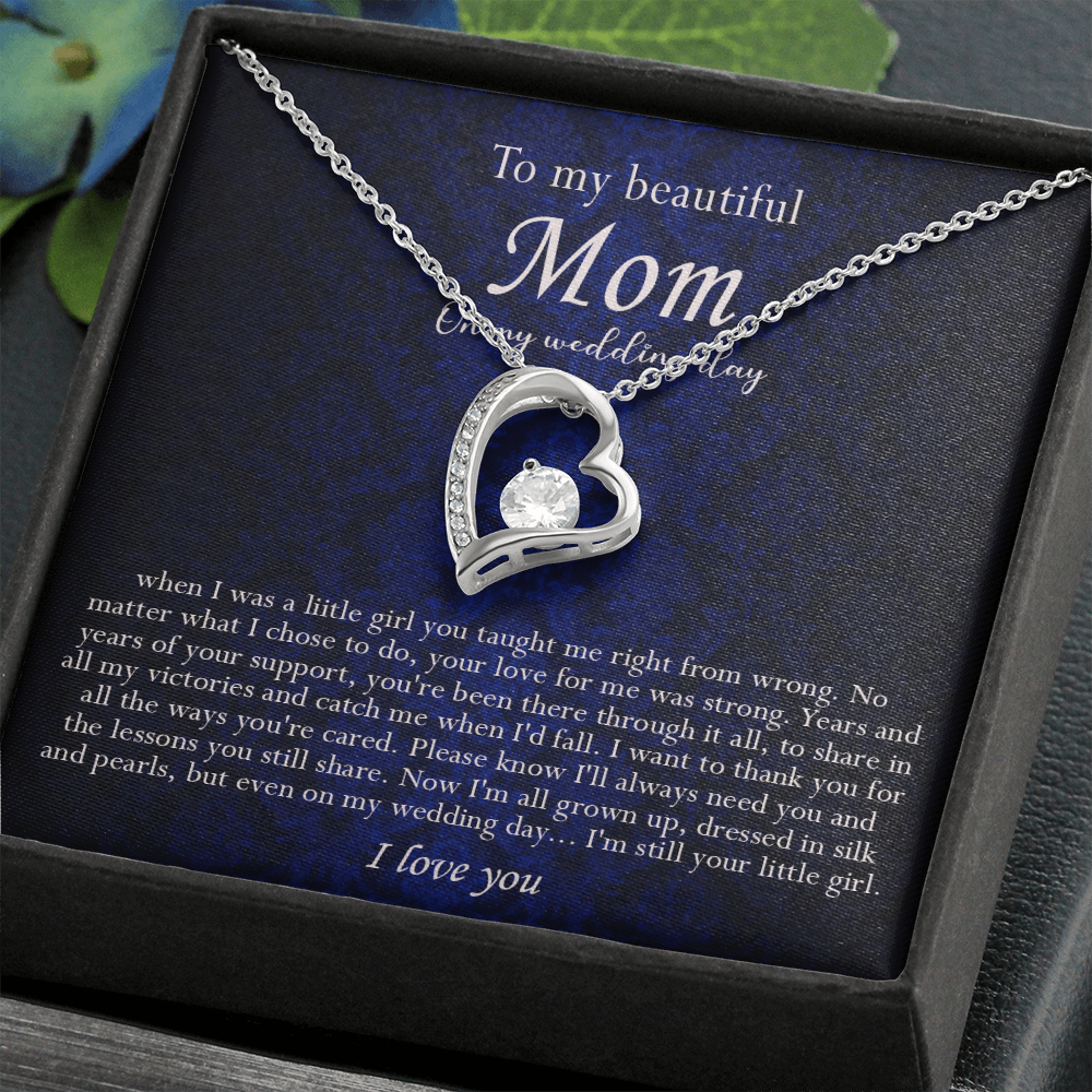 138C Necklace To My Beautiful Mom On My Wedding Day, I Love You Always Necklace Gift