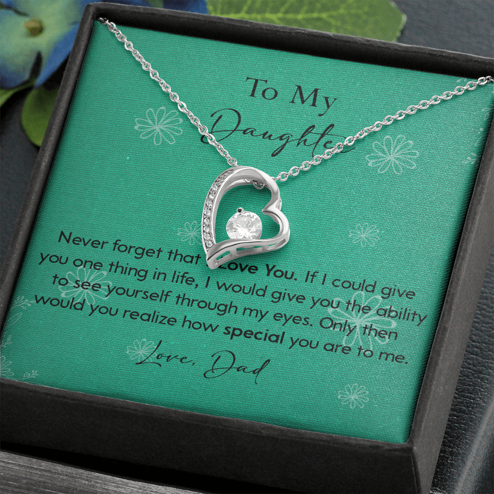120C Necklace To My Daughter Gift From Dad, Never Forget That I LOVE YOU, Birth Gift