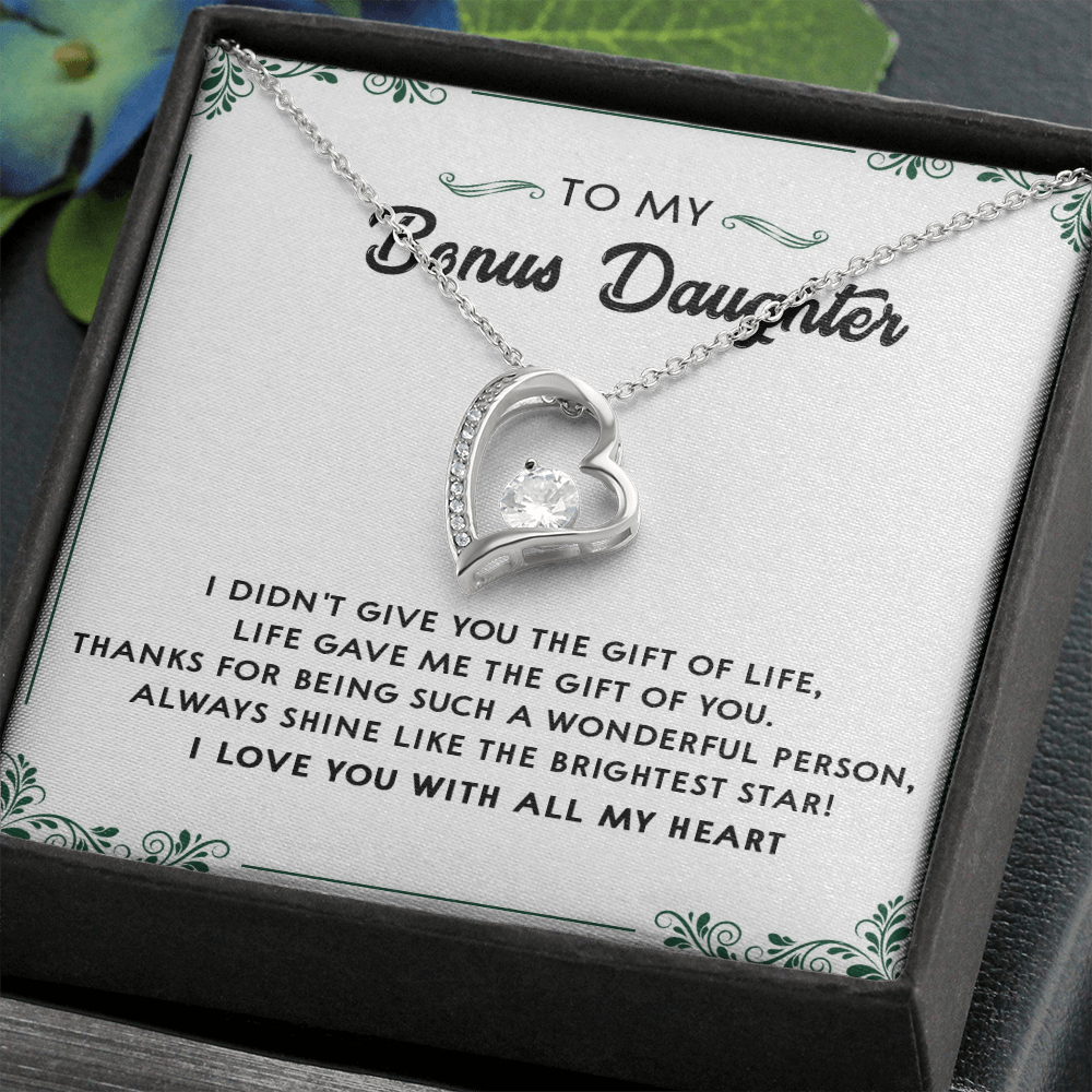 137C Perfect Gift for Bonus Daughter, Daughter Necklace, I Love You With All My Heart