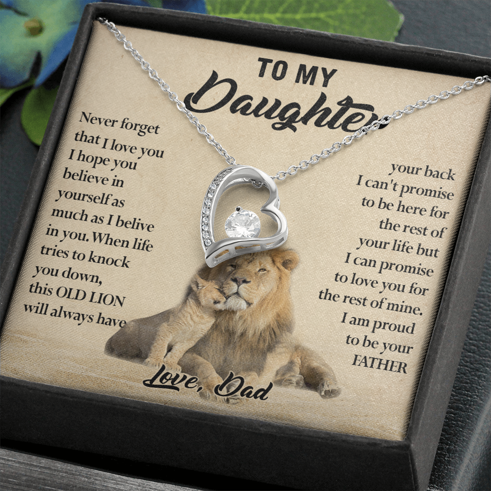 124C Necklace To My Daughter, Lion Daughter Birthday Gift from Lion Dad Necklace