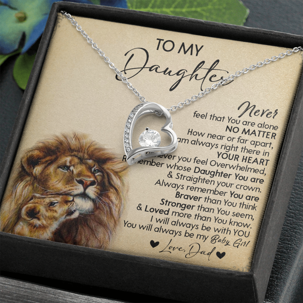 128C Necklace To My Daughter, Gift for Daughter, Birthday Gift, Lion Dad Necklace