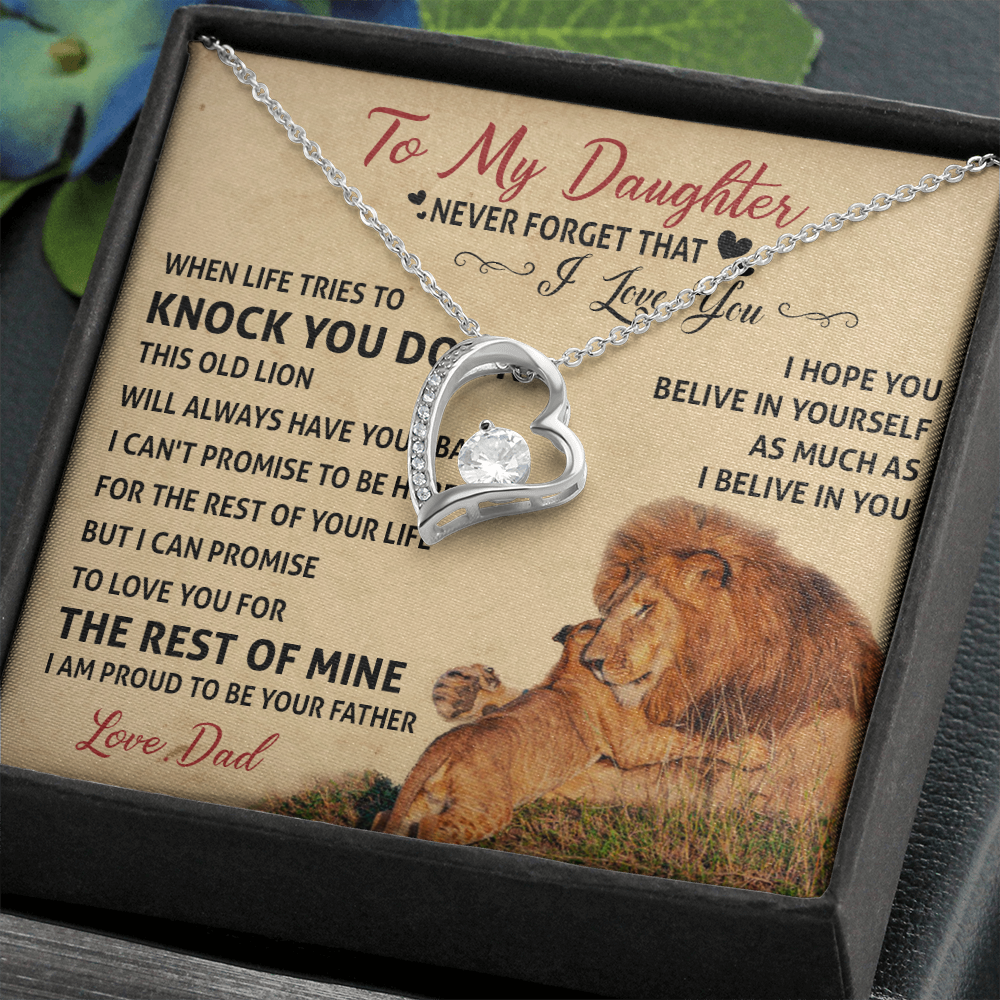 3C Necklace To My Daughter Cute Birthday Gift from Dad I LOVE YOU Lion Dad Fathers
