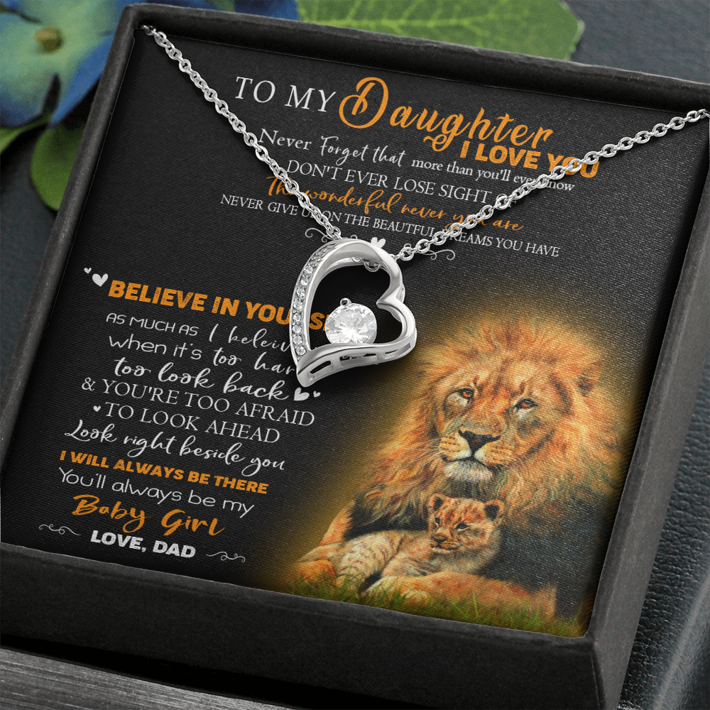 8C To My Daughter Necklace, Gift for Her/Women, Love You Daughter Lion Dad Necklace