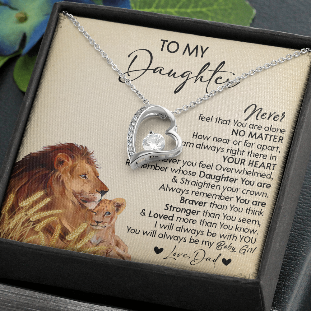 121C Necklace To My Daughter Gift From Lion Dad, You Are My Baby Girl, Birthday Gift