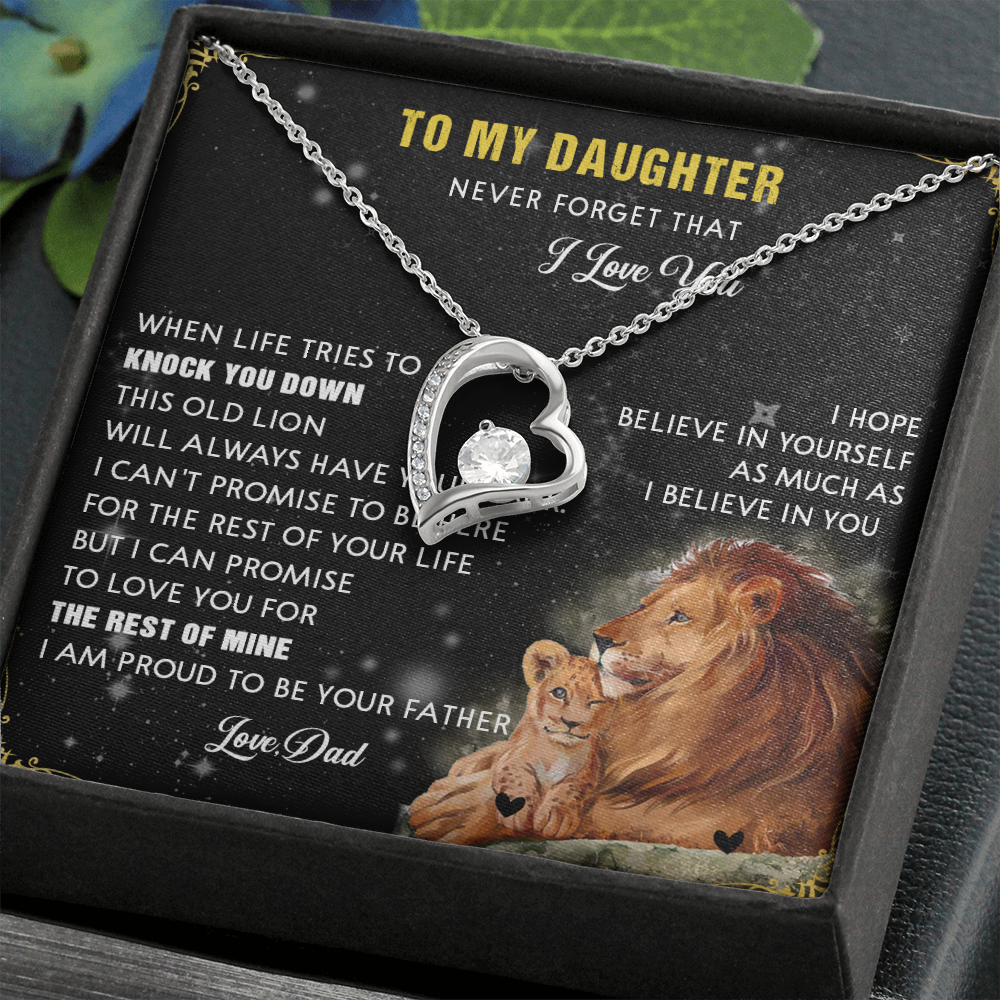 N354C To My Daughter Necklace, Gift For Daughter From Dad, Daughter Father Lion