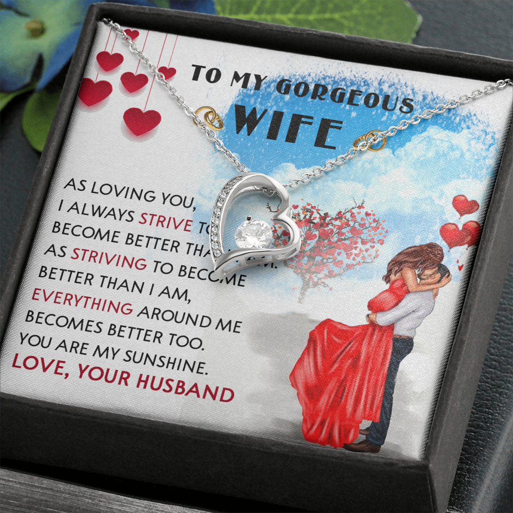252C Necklace To My Gorgeous Wife, Love Gift for Her From Husband, Couple Necklace