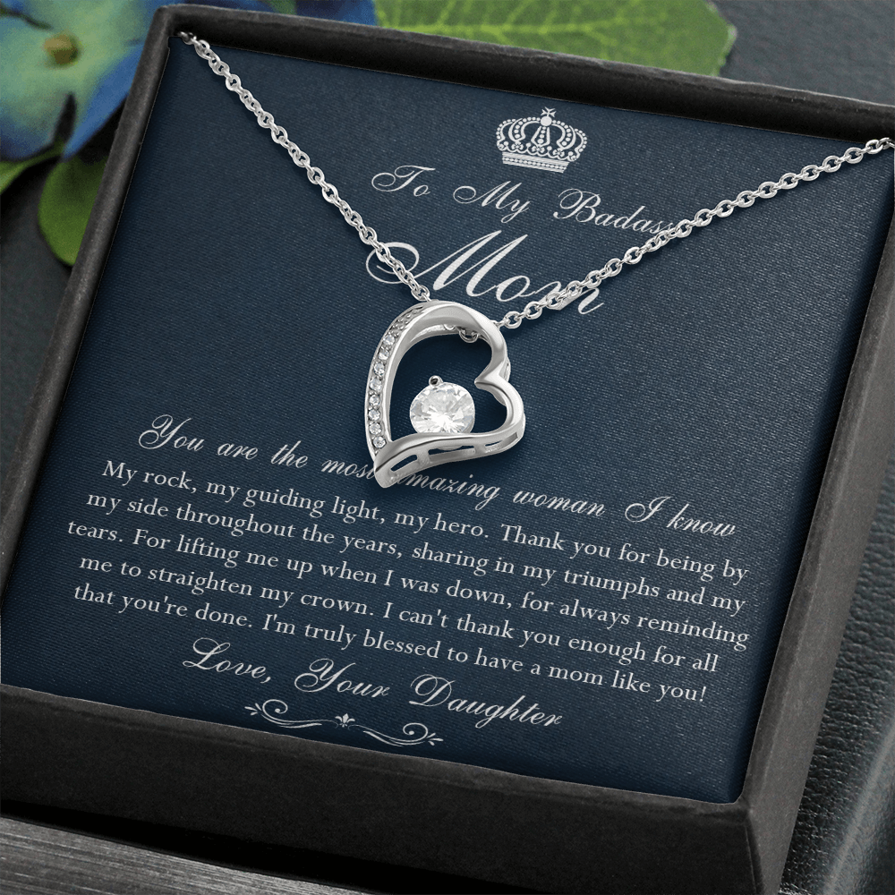 142C Necklace To My Badass Mom, Amazing Woman Necklace, I Love Mom Gift From Daughter