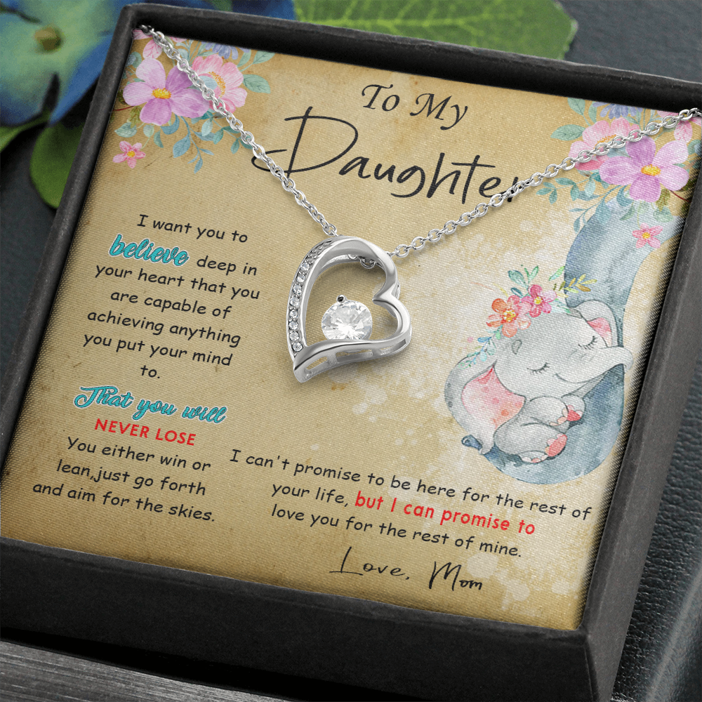 139C To My Daughter Necklace, Perfect Gift for Daughter From Elephant Mom, I Love You