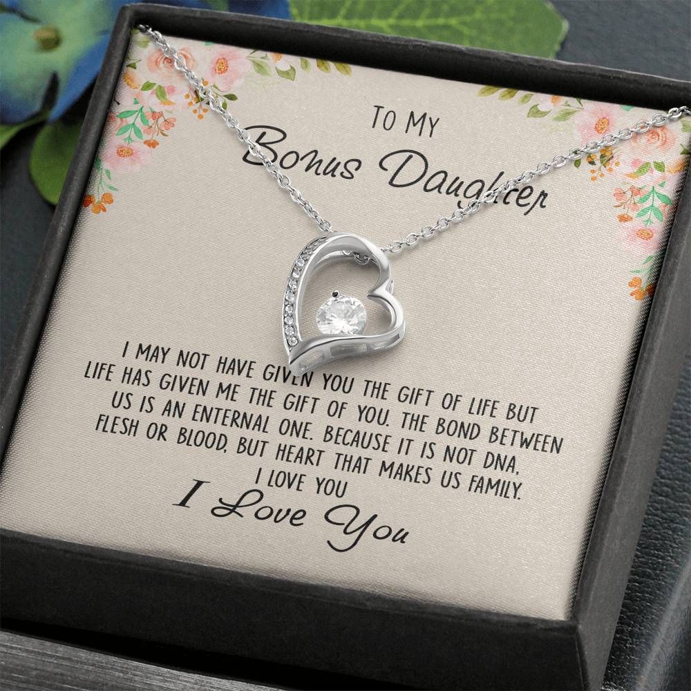 To My Bonus Daughter Unique Gift Forever Love Heart Necklace for Step Daughter 441