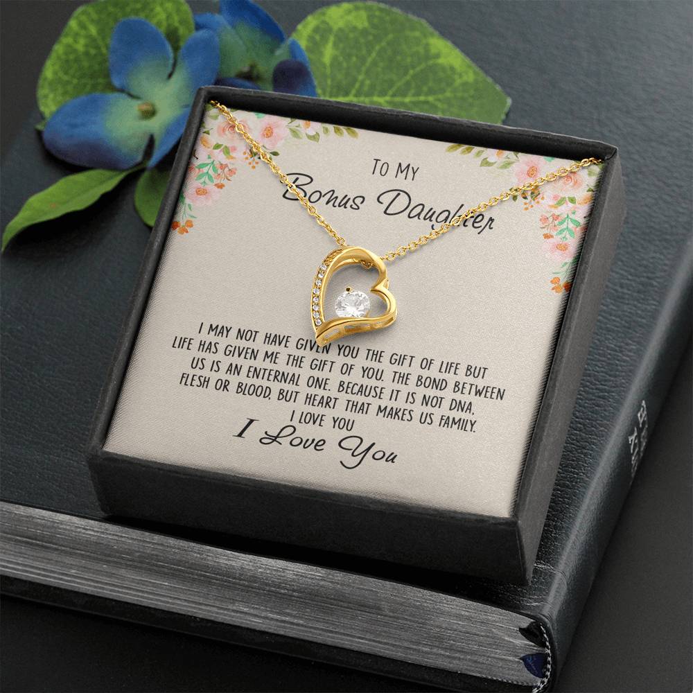 To My Bonus Daughter Unique Gift Forever Love Heart Necklace for Step Daughter 441