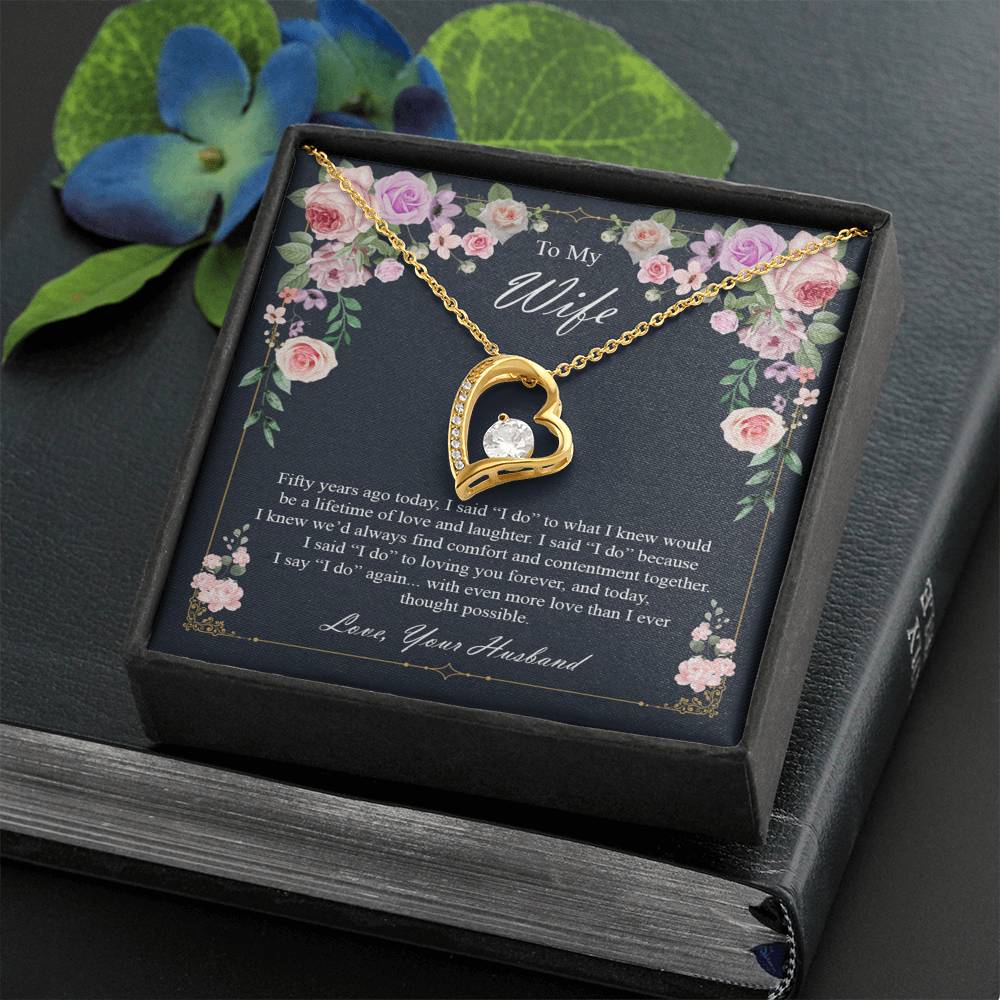 To My Wife 50Th Wedding Anniversary Necklace Anniversary Gift for Her
