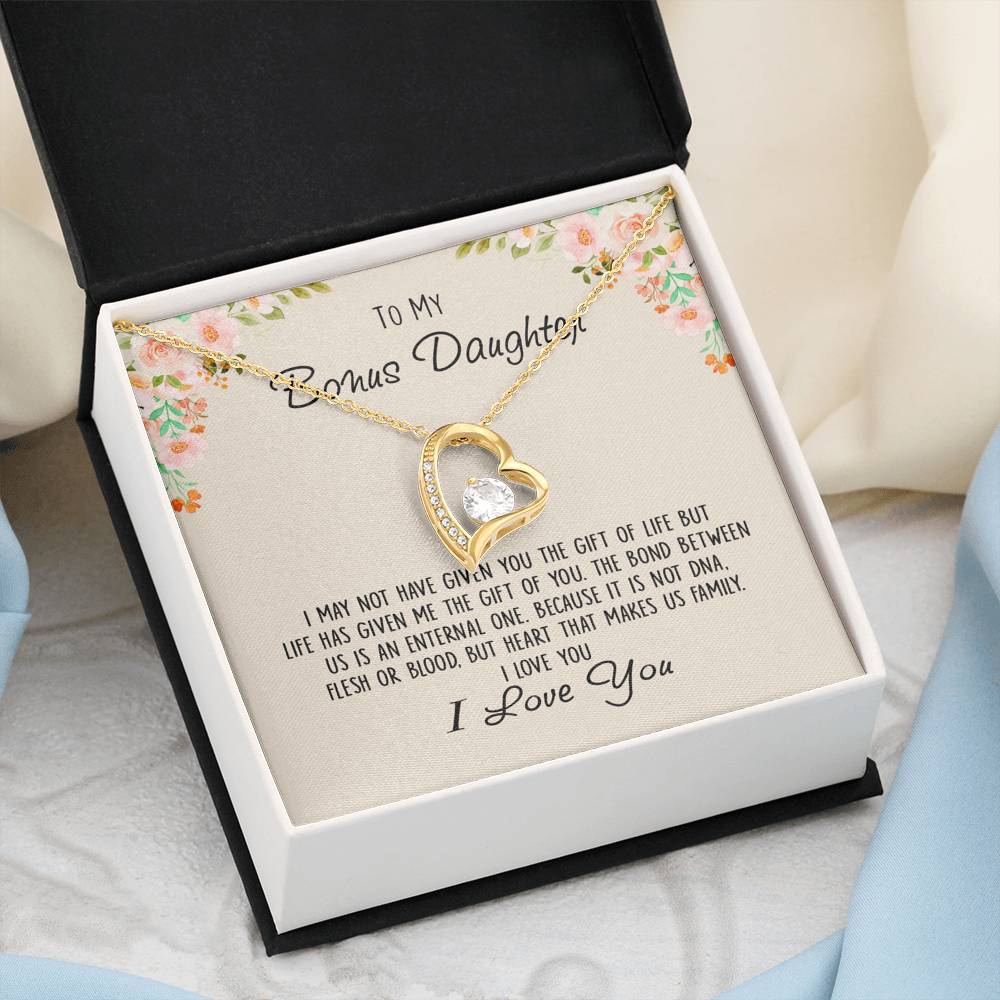 To My Bonus Daughter Unique Gift Forever Love Heart Necklace for Step Daughter 441