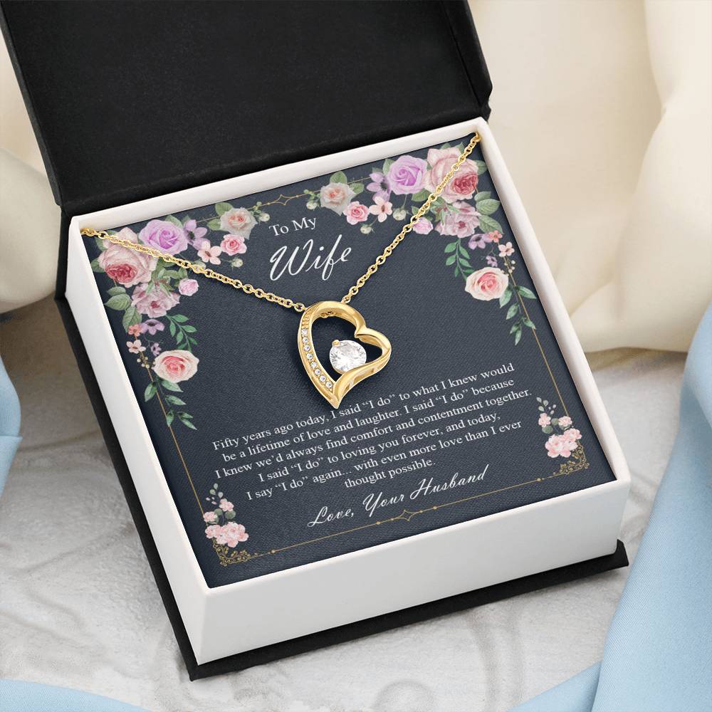 To My Wife 50Th Wedding Anniversary Necklace Anniversary Gift for Her