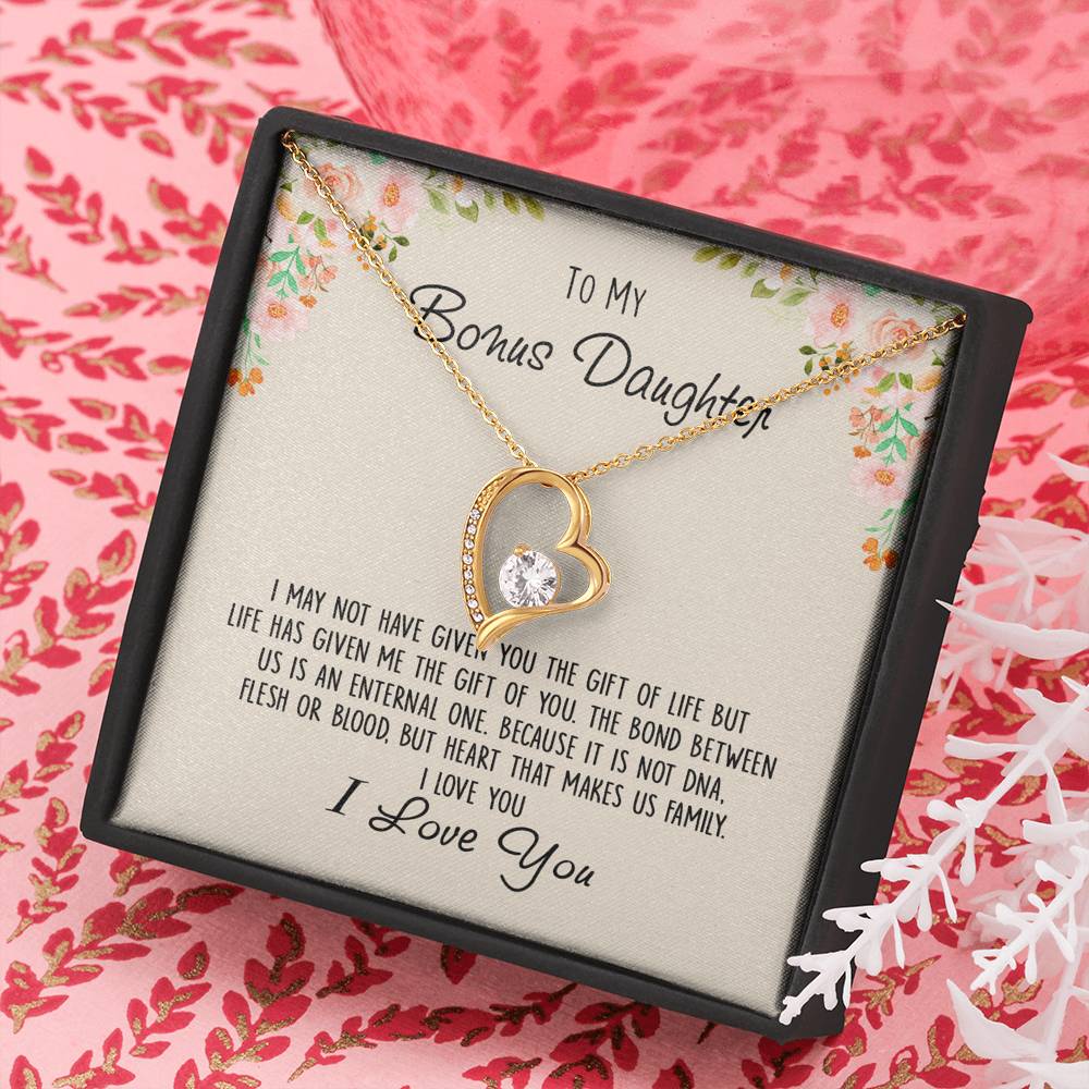 To My Bonus Daughter Unique Gift Forever Love Heart Necklace for Step Daughter 441