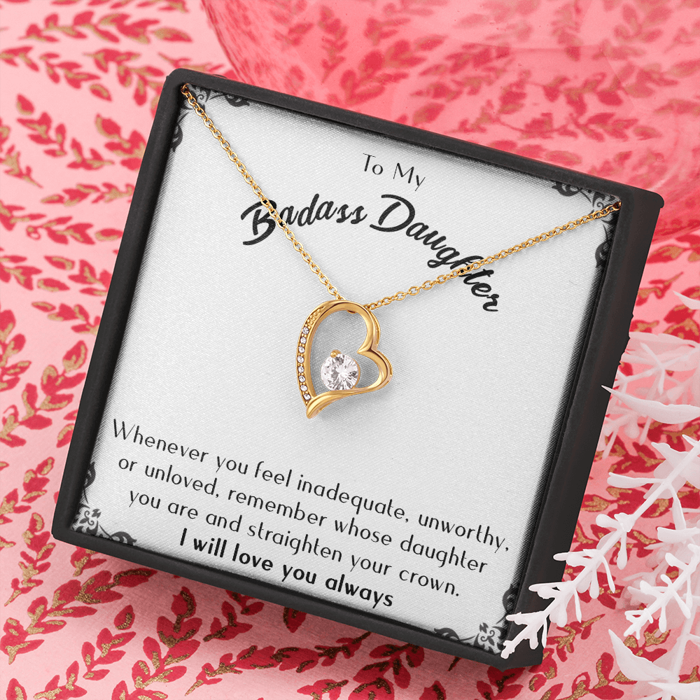175C Necklace To Badass-Daughter, Daughter Necklace, I LOVE YOU Always From Dad Mom