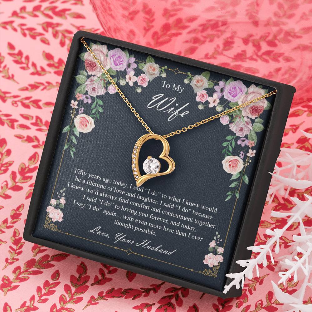 To My Wife 50Th Wedding Anniversary Necklace Anniversary Gift for Her