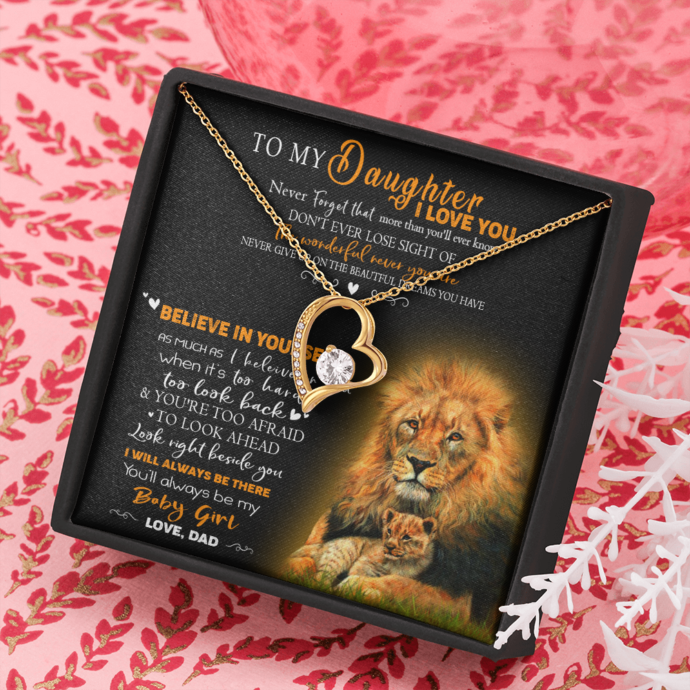 8C To My Daughter Necklace, Gift for Her/Women, Love You Daughter Lion Dad Necklace
