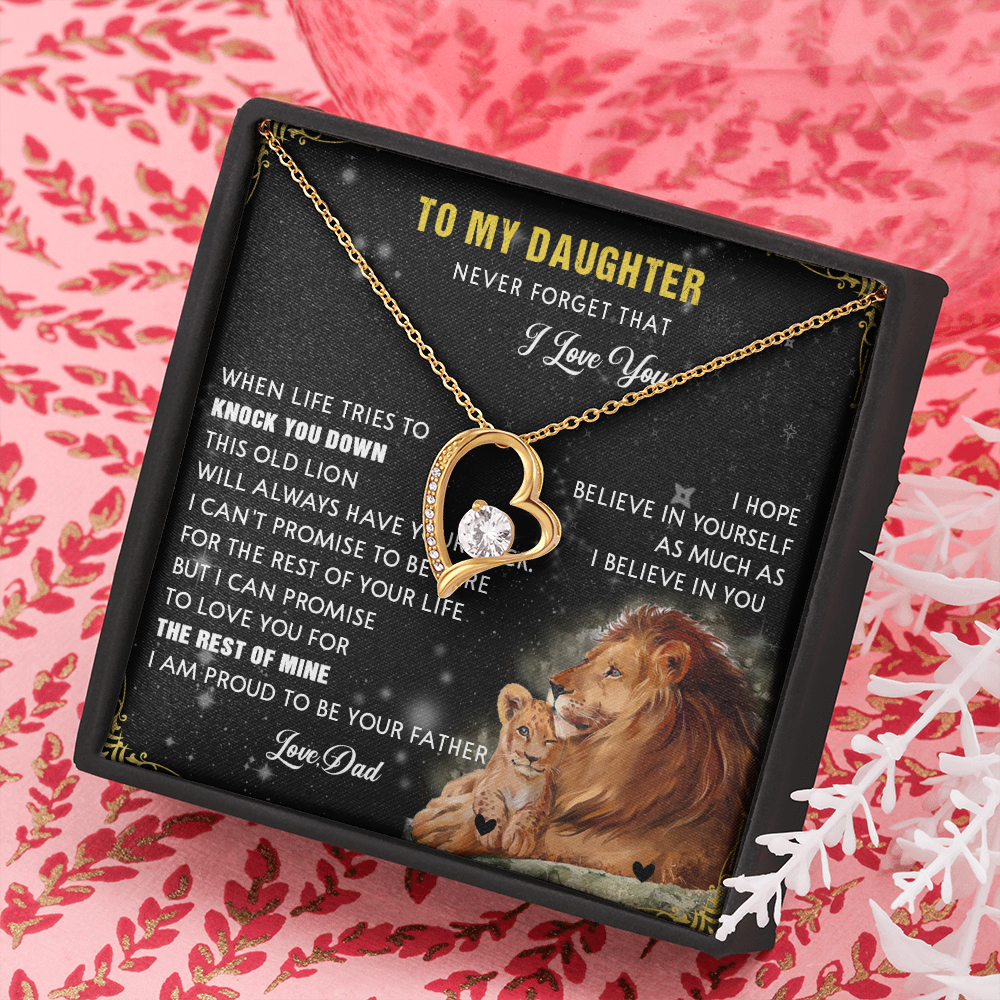 N354C To My Daughter Necklace, Gift For Daughter From Dad, Daughter Father Lion
