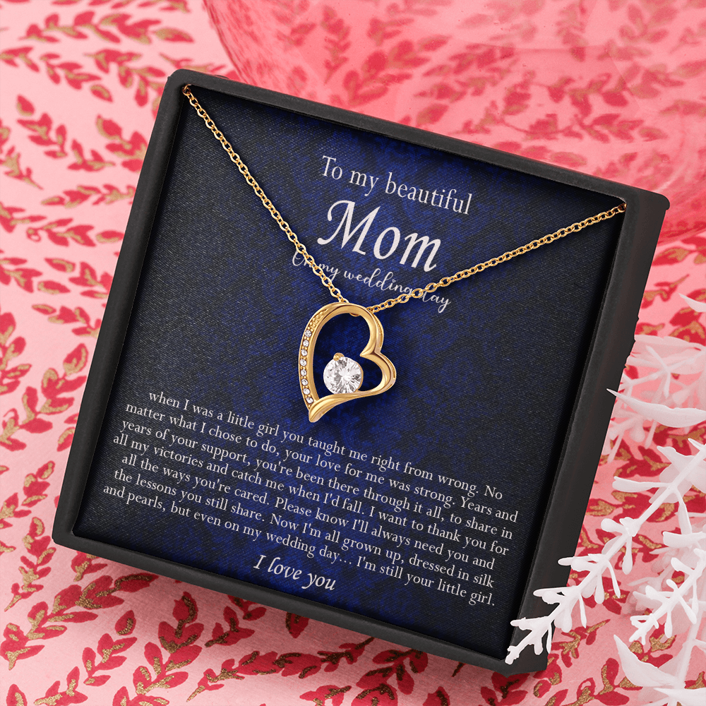 138C Necklace To My Beautiful Mom On My Wedding Day, I Love You Always Necklace Gift