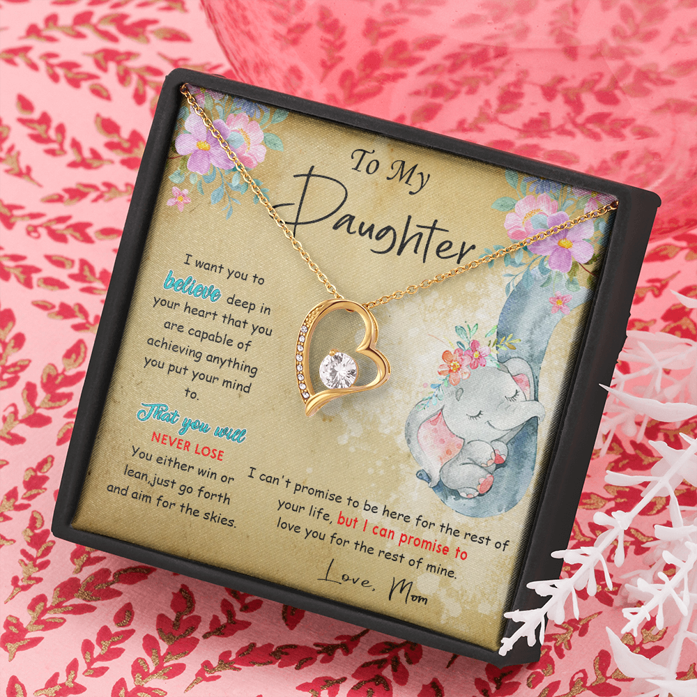139C To My Daughter Necklace, Perfect Gift for Daughter From Elephant Mom, I Love You