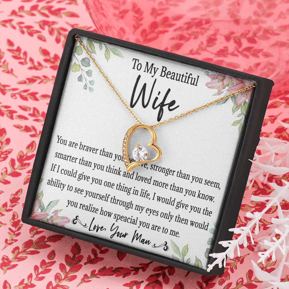 65C Love Gift To My Beautiful Wife, Women Necklace for Her, Birthday from Husband