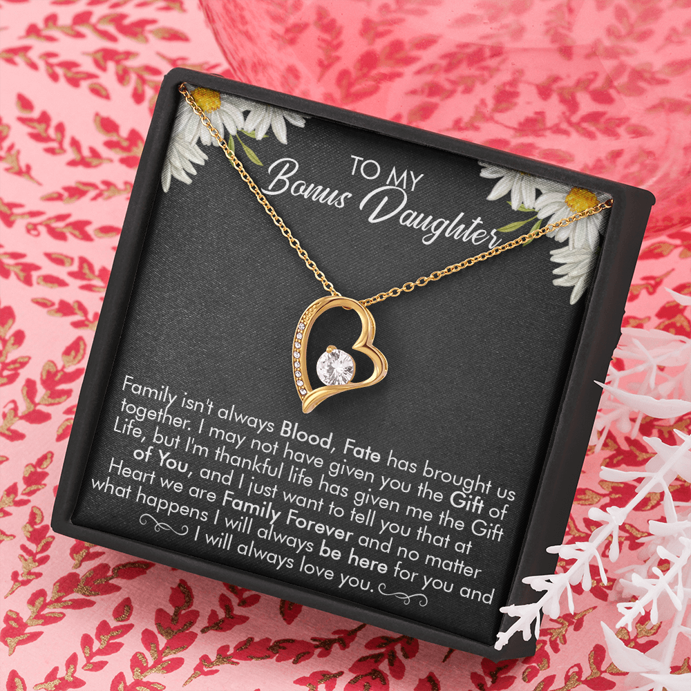 16C Necklace To My Bonus Daughter, Necklace Gift for Daughter/Her, Gift From Dad Mom