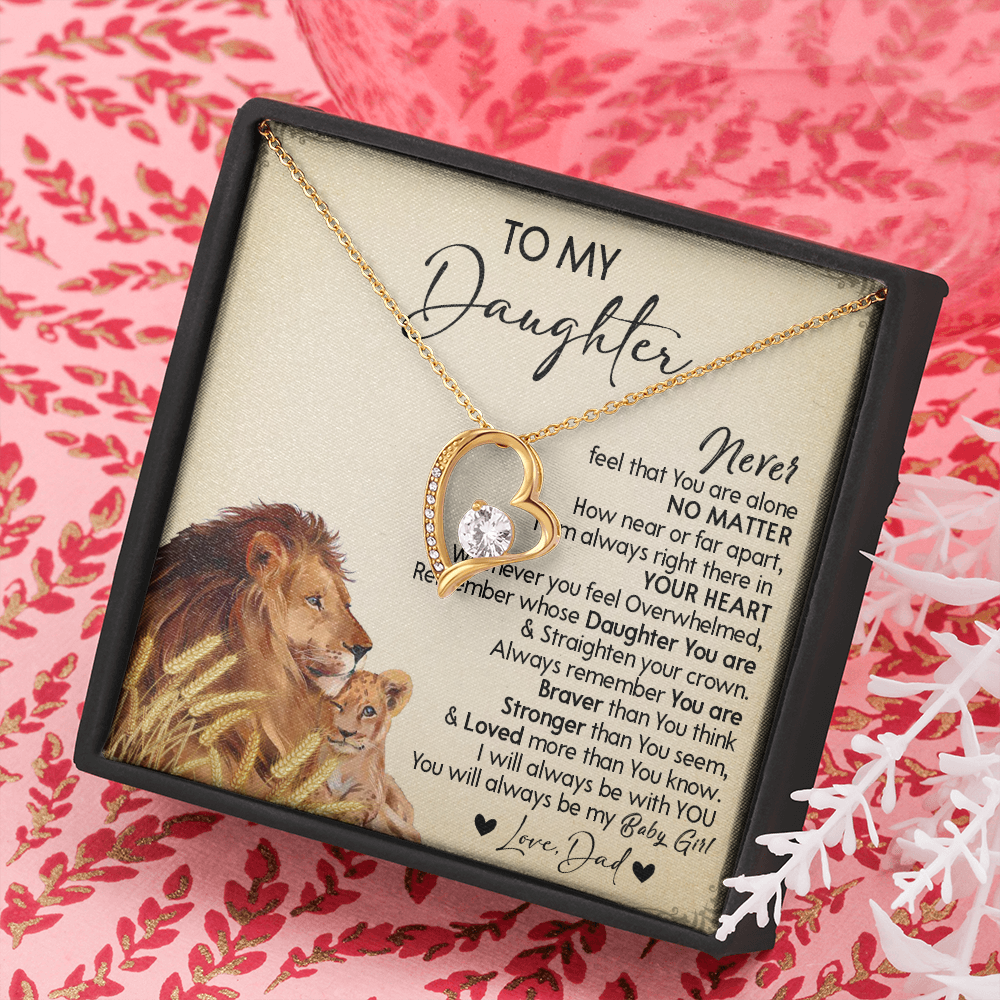 121C Necklace To My Daughter Gift From Lion Dad, You Are My Baby Girl, Birthday Gift
