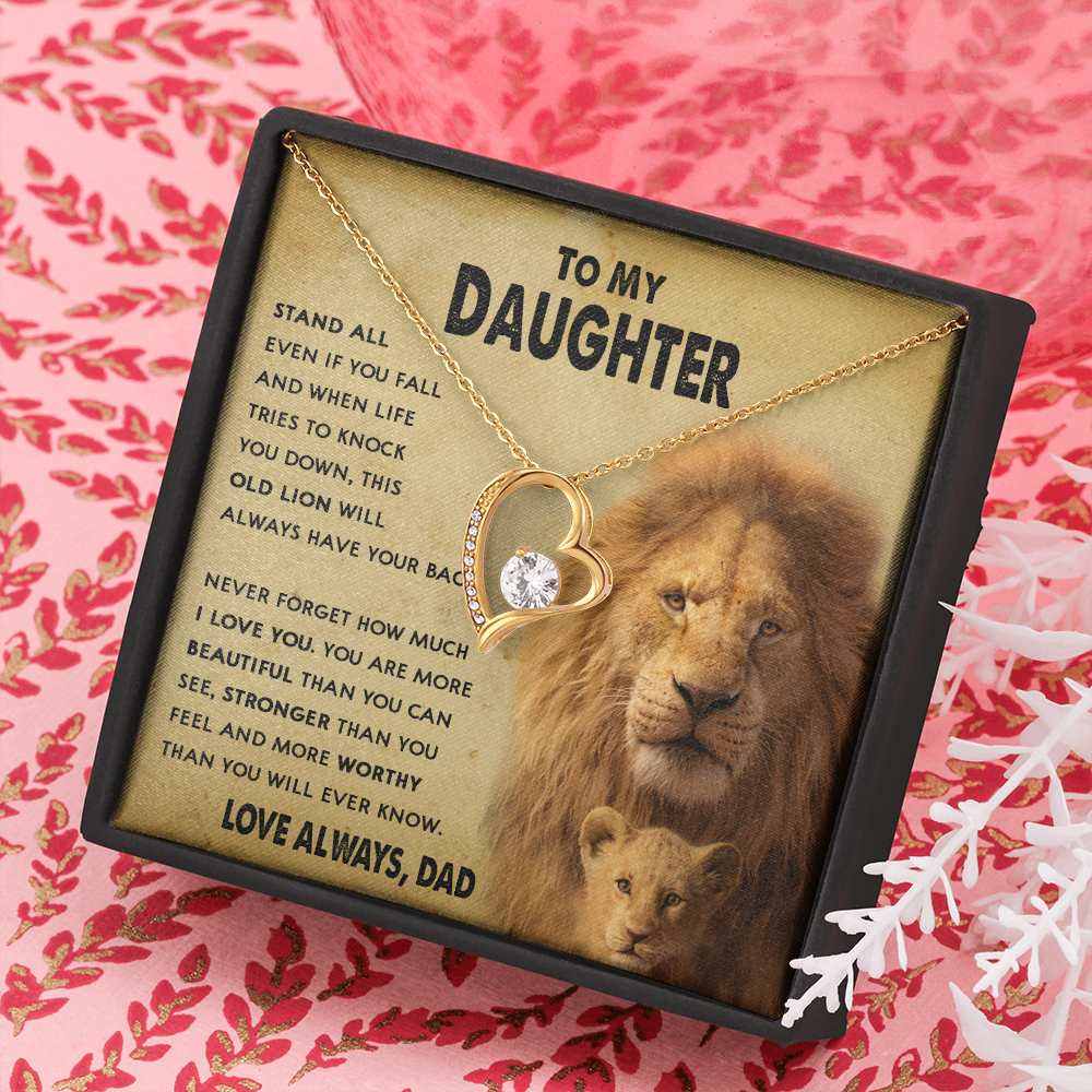 154C To My Daughter Lion, Necklace Gift From Lion Dad, Daughter Birthday Necklace