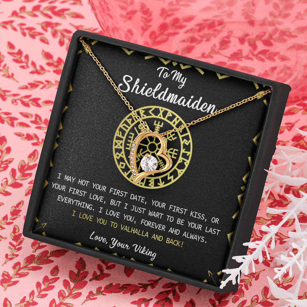 N373C To My Shieldmaiden Necklace, Lagertha Shield Necklace, Gift For Viking Wife