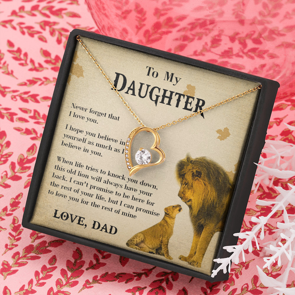 127C Necklace To My Daughter Lion, Daughter Birthday Gift, Lion Dad Necklace Gift
