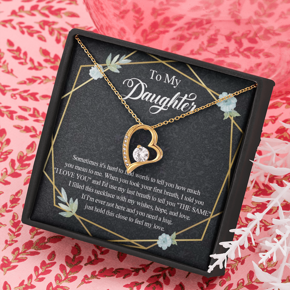1C Heart Necklace To My Daughter Birthday Gift from Dad, Mom for Beautiful Daughter
