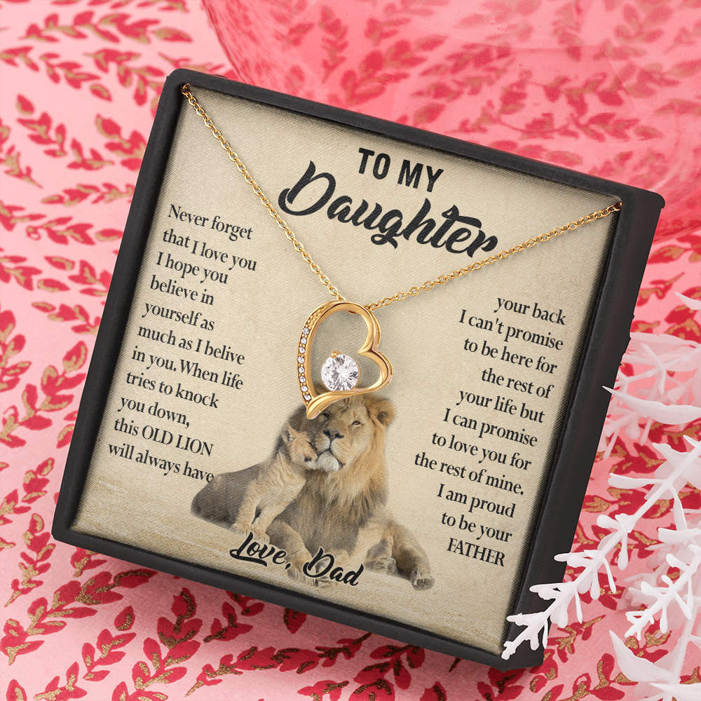 124C Necklace To My Daughter, Lion Daughter Birthday Gift from Lion Dad Necklace
