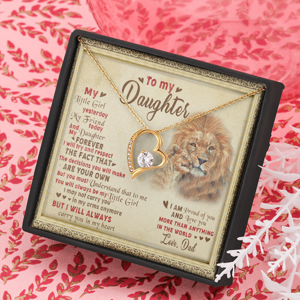 143C Necklace To My Daughter Lion, I Love Daughter Lion Dad Gift, Perfect Birth Gift