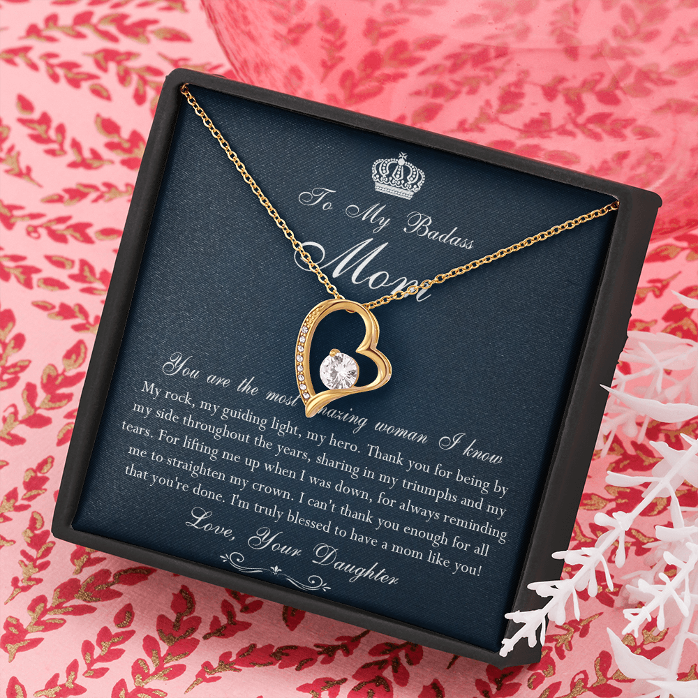 142C Necklace To My Badass Mom, Amazing Woman Necklace, I Love Mom Gift From Daughter