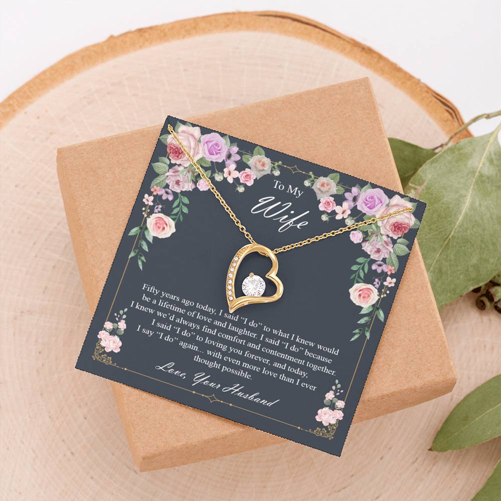 To My Wife 50Th Wedding Anniversary Necklace Anniversary Gift for Her